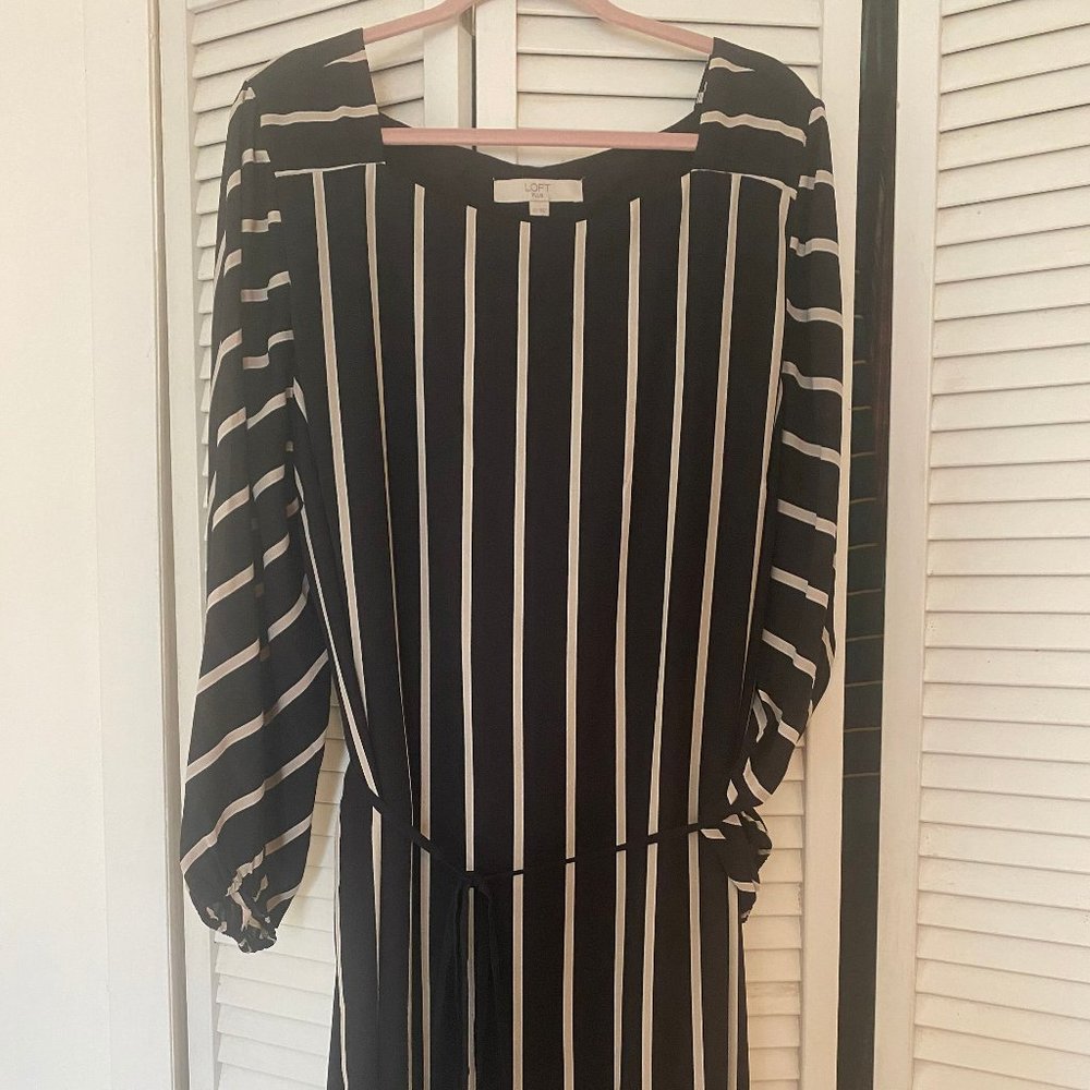 Loft black dress with nude vertical stripes size 22